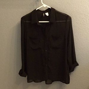 Women’s H&M Sheer Blouse in Black